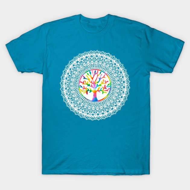 White Tree of Life Mandala T-Shirt by MyownArt